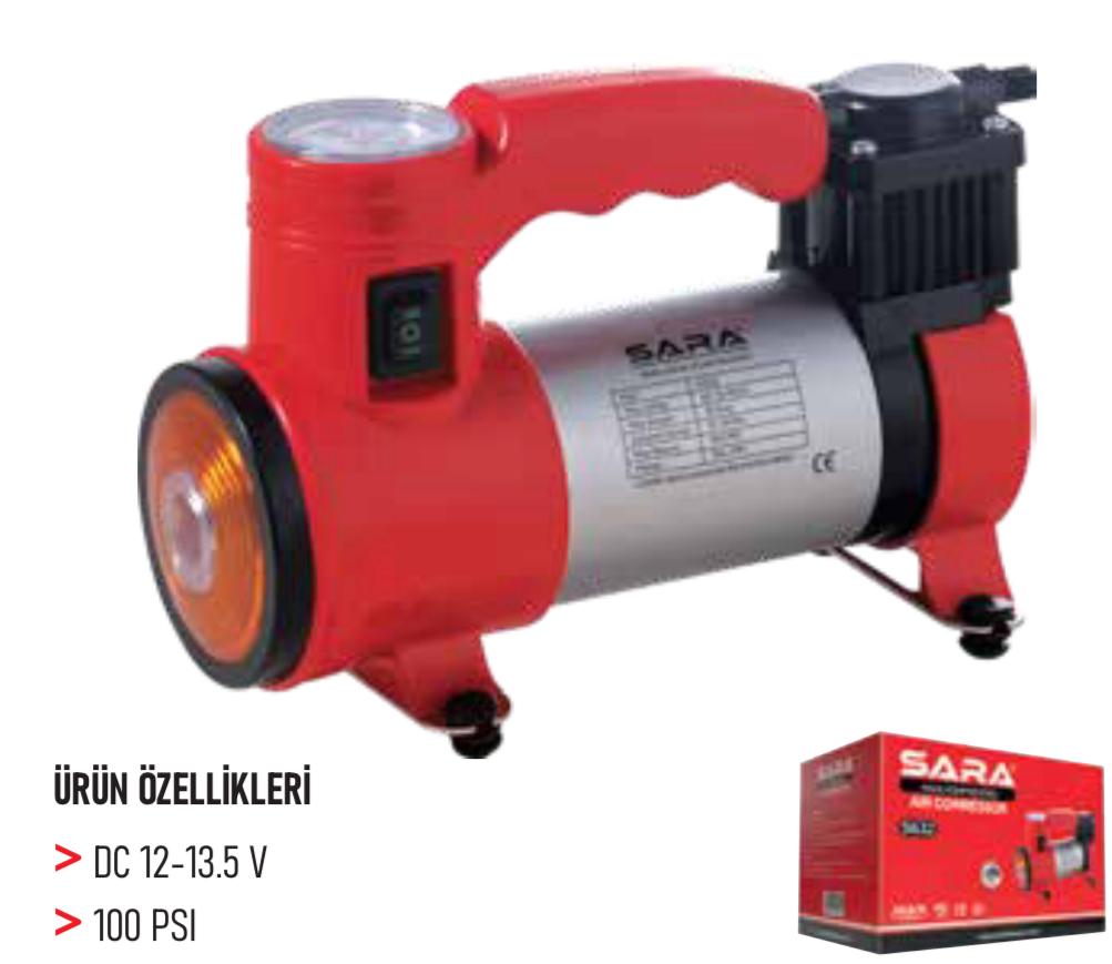 SARA HAVA KOMPRESÖRÜ MINI 12V 100 PSI S632 KIRMIZI